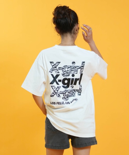 X-girl(エックスガール)の「【ムラサキスポーツ別注】X-GIRL/エックスガール 半袖Tシャツ 105263011022(Tシャツ/カットソー・レディース・ブラック/ホワイト・L/M)」の4枚目の写真