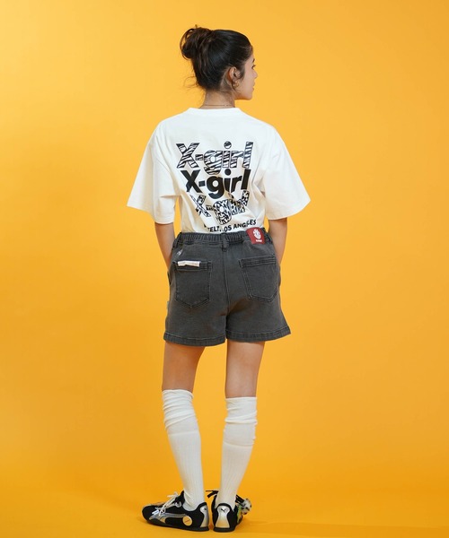 X-girl(エックスガール)の「【ムラサキスポーツ別注】X-GIRL/エックスガール 半袖Tシャツ 105263011022(Tシャツ/カットソー・レディース・ブラック/ホワイト・L/M)」の8枚目の写真