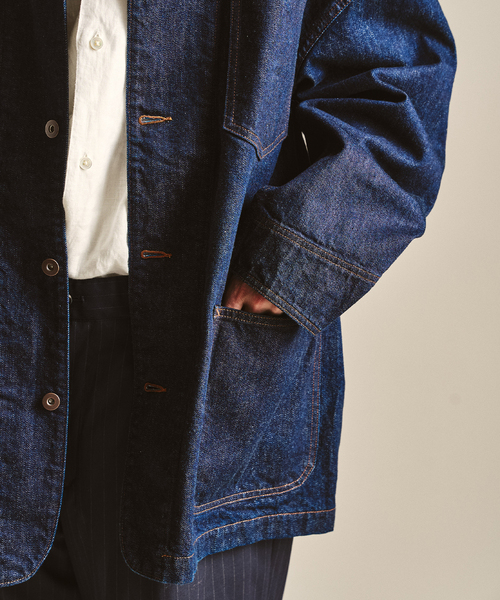 417 EDIFICE(フォーワンセブンエディフィス)の「LE JAPON OKAYAMA ジャケット TYPE.2(デニムジャケット・メンズ・ネイビー/ブラック/チョコ・LARGE/MEDIUM)」の4枚目の写真