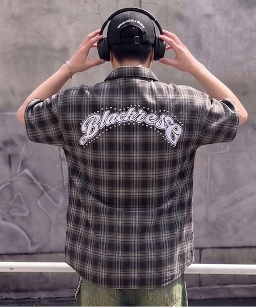 SPINNS(スピンズ)の「オンブレチェックシャツ/半袖/ストリートスターロゴ/バックロゴ(シャツ/ブラウス・メンズ・ブラック・ONESIZE)」の9枚目の写真