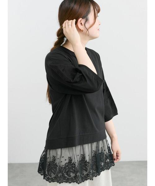 Samansa Mos2(サマンサ モスモス)の「袖カットワークプルオーバー(Tシャツ/カットソー・レディース・グリーン/ブラック/シルバーグレー/オフホワイト・F)」の8枚目の写真