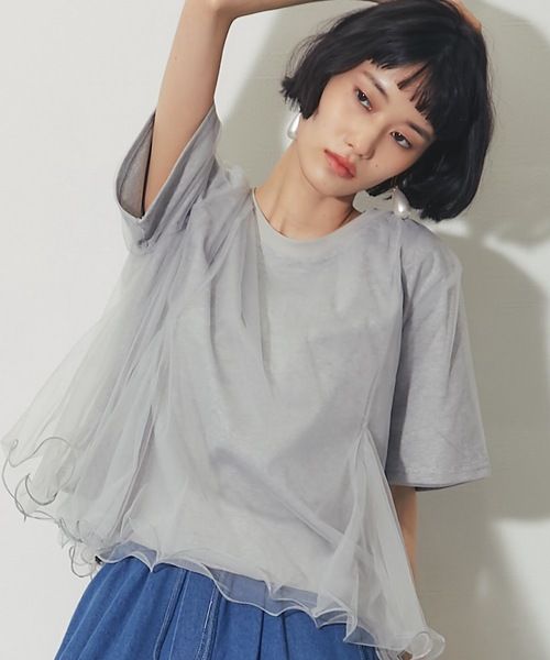 ANOTHER S(アナザーエス)の「チュール重ねトップス(Tシャツ/カットソー・レディース・グレー/ホワイト/ブラック・FREE)」の20枚目の写真