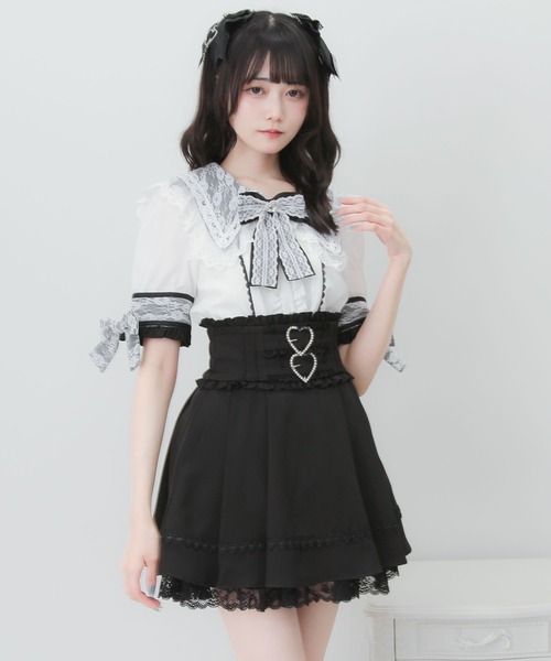 DearMyLove(ディアマイラブ)の「2連ハートベルトプリーツレーススカート(スカート・レディース・ベビーピンク/チェック/ブラック・MEDIUM/3L/LARGE)」の19枚目の写真