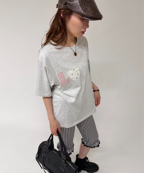 w closet(ダブルクローゼット)の「LOVE Tシャツ(Tシャツ/カットソー・レディース・ネイビー/レッド/サックスブルー/アイボリー・FREE)」の18枚目の写真