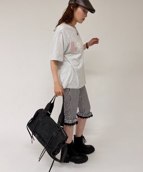 w closet(ダブルクローゼット)の「LOVE Tシャツ(Tシャツ/カットソー・レディース・ネイビー/レッド/サックスブルー/アイボリー・FREE)」の21枚目の写真