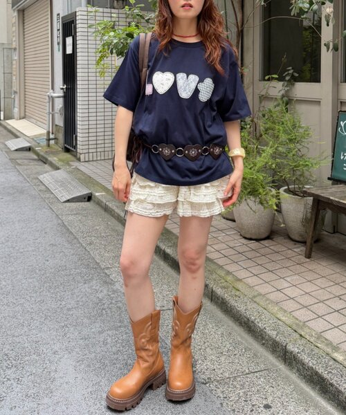 w closet(ダブルクローゼット)の「LOVE Tシャツ(Tシャツ/カットソー・レディース・ネイビー/レッド/サックスブルー/アイボリー・FREE)」の14枚目の写真