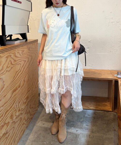 w closet(ダブルクローゼット)の「LOVE Tシャツ(Tシャツ/カットソー・レディース・ネイビー/レッド/サックスブルー/アイボリー・FREE)」の9枚目の写真