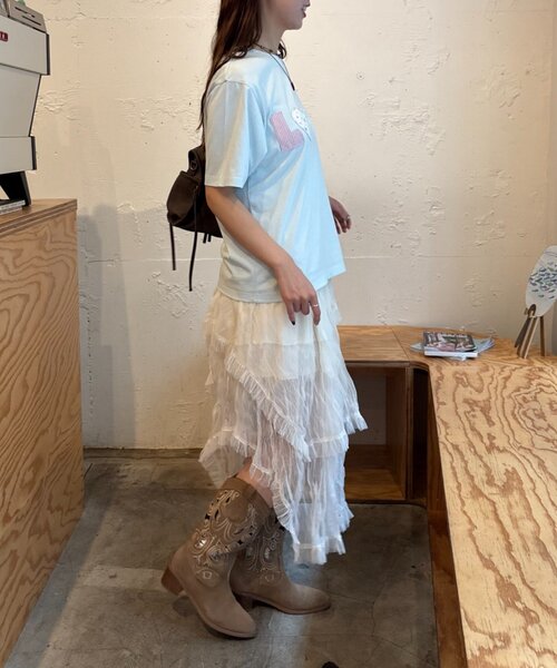 w closet(ダブルクローゼット)の「LOVE Tシャツ(Tシャツ/カットソー・レディース・ネイビー/レッド/サックスブルー/アイボリー・FREE)」の10枚目の写真