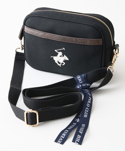 BEVERLY HILLS POLO CLUB(ビバリーヒルズポロクラブ)の「【BEVERLY HILLS POLO CLUB/ビバリーヒルズポロクラブ】【どんなコーディネートにもハマる!】キャンバスショルダー ブランドロゴ刺繍 ワンポイント 内ポケット シンプル カジュアル 上品 デイリーコーデ(ショルダーバッグ・レディース・グレー/ブラック/アイボリー・FREE)」の3枚目の写真