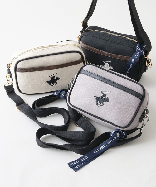 BEVERLY HILLS POLO CLUB(ビバリーヒルズポロクラブ)の「【BEVERLY HILLS POLO CLUB/ビバリーヒルズポロクラブ】【どんなコーディネートにもハマる!】キャンバスショルダー ブランドロゴ刺繍 ワンポイント 内ポケット シンプル カジュアル 上品 デイリーコーデ(ショルダーバッグ・レディース・グレー/ブラック/アイボリー・FREE)」の15枚目の写真