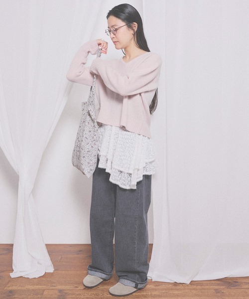 fig London(フィグロンドン)の「AIRLYS pullover(ニット/セーター・レディース・ピンク/サックスブルー/ネイビー/アイボリー・FREE)」の8枚目の写真