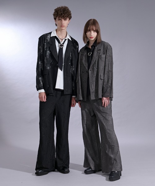 Ellno Loset(エルノロゼット)の「レースダブルブレストパッドジャケット/SETUP対応(テーラードジャケット・メンズ・ブラック/チャコール・MEDIUM/LARGE/SMALL/X-SMALL)」の4枚目の写真