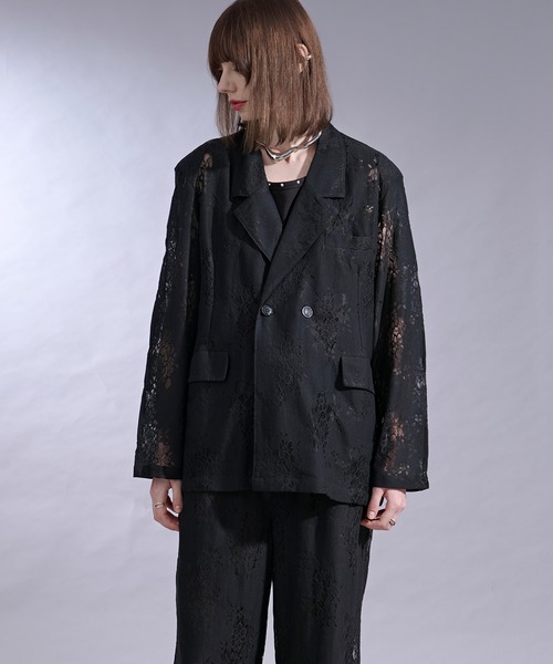 Ellno Loset(エルノロゼット)の「レースダブルブレストパッドジャケット/SETUP対応(テーラードジャケット・メンズ・ブラック/チャコール・MEDIUM/LARGE/SMALL/X-SMALL)」の16枚目の写真