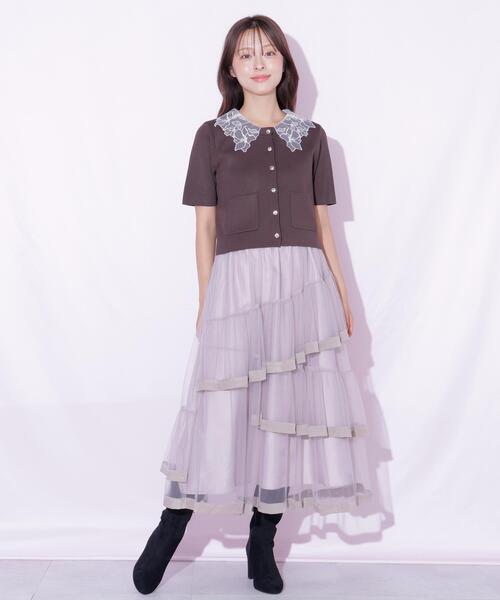 JILL by JILL STUART(ジルバイジルスチュアート)の「裾パイピングチュールスカート(スカート・レディース・ブラウン/ピンク/ホワイト・FREE)」の21枚目の写真