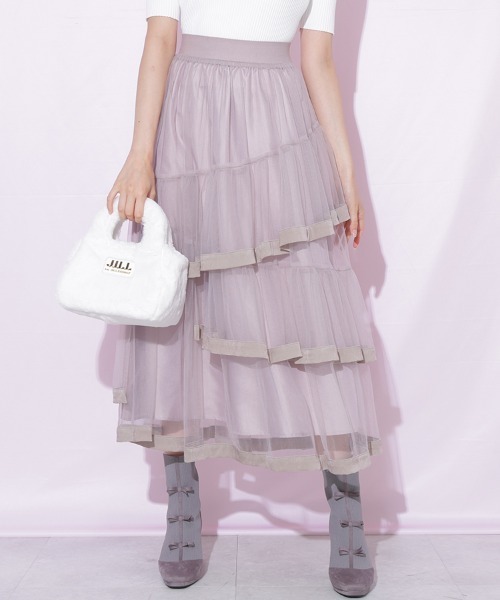 JILL by JILL STUART(ジルバイジルスチュアート)の「裾パイピングチュールスカート(スカート・レディース・ブラウン/ピンク/ホワイト・FREE)」の3枚目の写真
