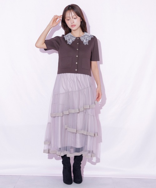 JILL by JILL STUART(ジルバイジルスチュアート)の「裾パイピングチュールスカート(スカート・レディース・ブラウン/ピンク/ホワイト・FREE)」の5枚目の写真