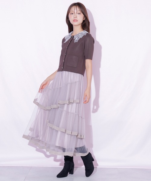 JILL by JILL STUART(ジルバイジルスチュアート)の「裾パイピングチュールスカート(スカート・レディース・ブラウン/ピンク/ホワイト・FREE)」の7枚目の写真