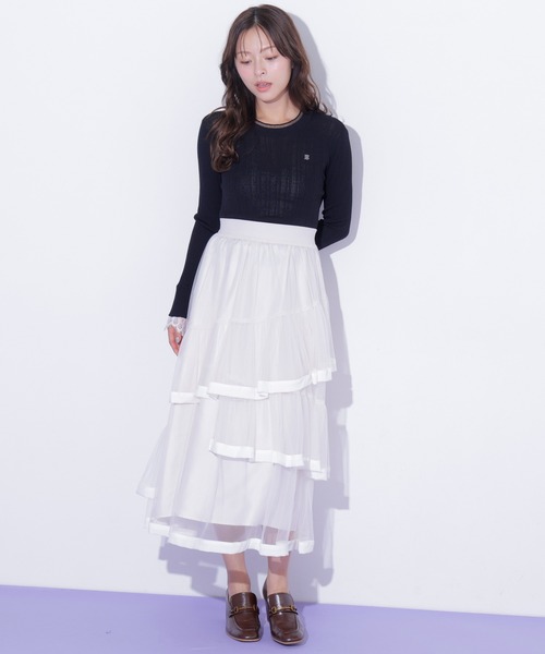 JILL by JILL STUART(ジルバイジルスチュアート)の「裾パイピングチュールスカート(スカート・レディース・ブラウン/ピンク/ホワイト・FREE)」の10枚目の写真