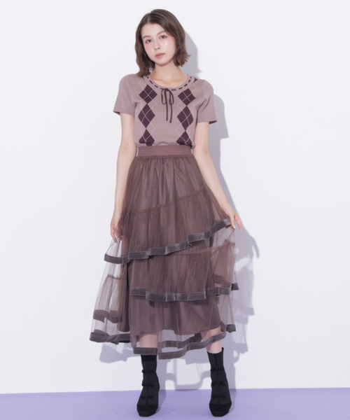 JILL by JILL STUART(ジルバイジルスチュアート)の「裾パイピングチュールスカート(スカート・レディース・ブラウン/ピンク/ホワイト・FREE)」の15枚目の写真