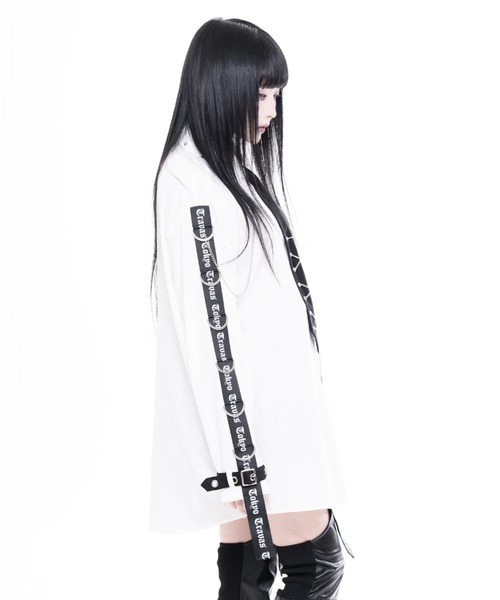 TRAVAS TOKYO(トラバス トウキョウ)の「『TRAVAS TOKYO/トラバス トーキョー』ネクタイ付きパンクスデザインシャツ(シャツ/ブラウス・レディース・ブラック/ホワイト・FREE)」の5枚目の写真
