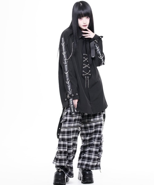 TRAVAS TOKYO(トラバス トウキョウ)の「『TRAVAS TOKYO/トラバス トーキョー』ネクタイ付きパンクスデザインシャツ(シャツ/ブラウス・レディース・ブラック/ホワイト・FREE)」の8枚目の写真