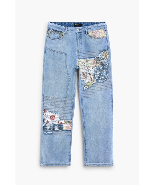 Desigual(デシグアル)の「パッチワーク プリント ストレート デニム(デニムパンツ・メンズ・ブルー・S/M/L/XL/XXL/XS)」の1枚目の写真