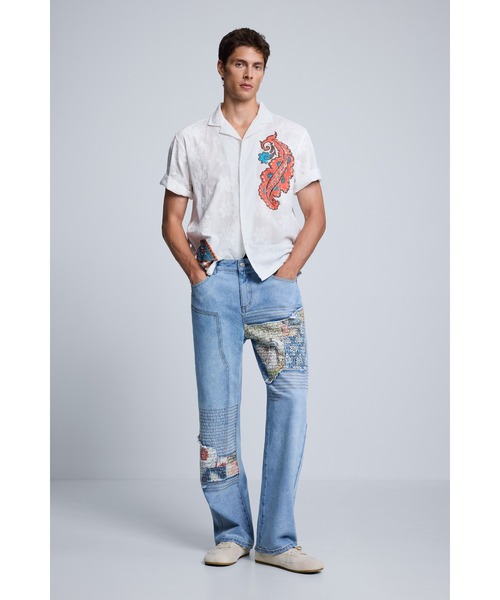 Desigual(デシグアル)の「パッチワーク プリント ストレート デニム(デニムパンツ・メンズ・ブルー・S/M/L/XL/XXL/XS)」の5枚目の写真