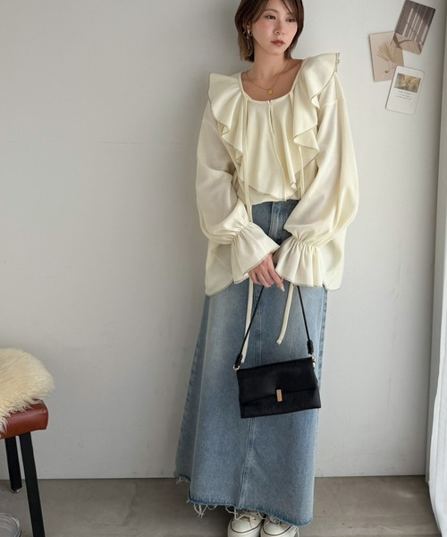 classicalelf(クラシカルエルフ)の「ひと目で恋する、主役級フリル。ワッフルフリルリボンキャンディスリーブカーディガントップス(Tシャツ/カットソー・レディース・ブラック/ブラウン/アイボリー・LARGE/MEDIUM/SMALL/X-LARGE)」の15枚目の写真