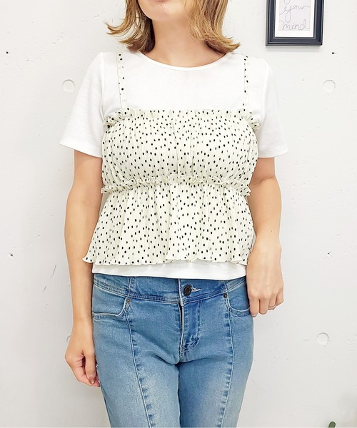 FUN(ファン)の「キャミドッキングプルオーバー(Tシャツ/カットソー・レディース・オフホワイト/ブラック/ホワイト系・FREE)」の1枚目の写真