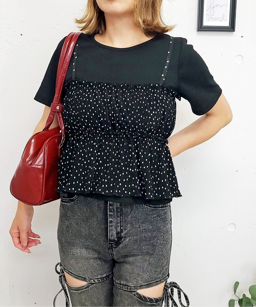 FUN(ファン)の「キャミドッキングプルオーバー(Tシャツ/カットソー・レディース・オフホワイト/ブラック/ホワイト系・FREE)」の3枚目の写真