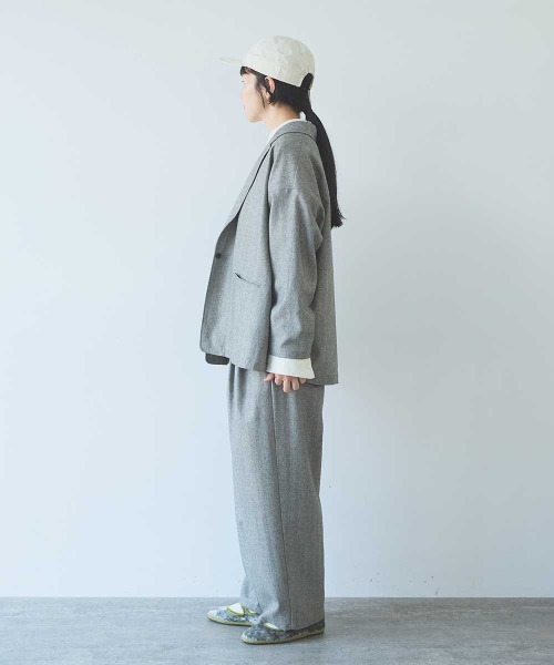 yuni（ユニ　）の「先染washable wool oversized tailored jacket（テーラードジャケット・レディース・グレー・FREE）」の4枚目の写真