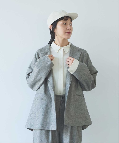 yuni（ユニ　）の「先染washable wool oversized tailored jacket（テーラードジャケット・レディース・グレー・FREE）」の7枚目の写真