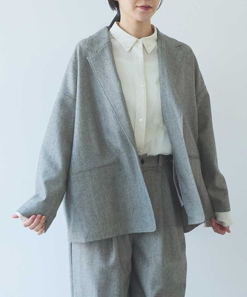 yuni（ユニ　）の「先染washable wool oversized tailored jacket（テーラードジャケット・レディース・グレー・FREE）」の9枚目の写真