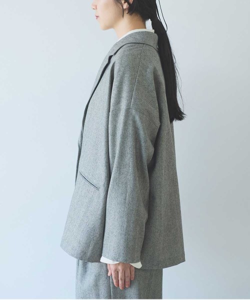 yuni（ユニ　）の「先染washable wool oversized tailored jacket（テーラードジャケット・レディース・グレー・FREE）」の13枚目の写真