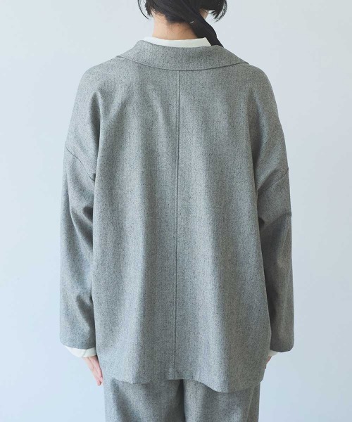 yuni（ユニ　）の「先染washable wool oversized tailored jacket（テーラードジャケット・レディース・グレー・FREE）」の14枚目の写真