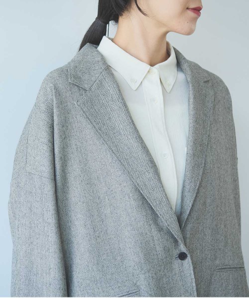 yuni（ユニ　）の「先染washable wool oversized tailored jacket（テーラードジャケット・レディース・グレー・FREE）」の15枚目の写真