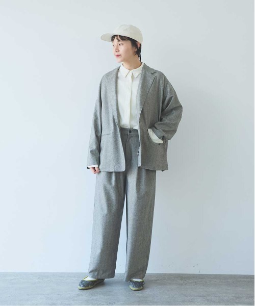 yuni（ユニ　）の「先染washable wool oversized tailored jacket（テーラードジャケット・レディース・グレー・FREE）」の2枚目の写真