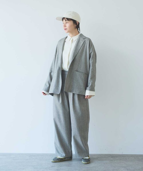 yuni（ユニ　）の「先染washable wool oversized tailored jacket（テーラードジャケット・レディース・グレー・FREE）」の3枚目の写真