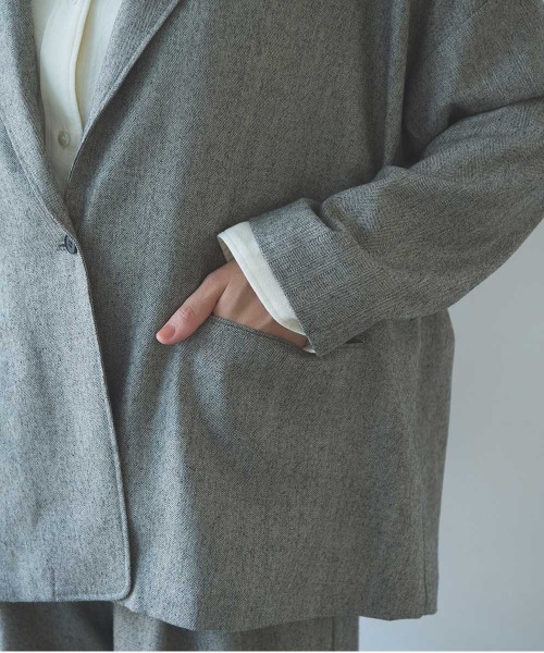 yuni（ユニ　）の「先染washable wool oversized tailored jacket（テーラードジャケット・レディース・グレー・FREE）」の19枚目の写真