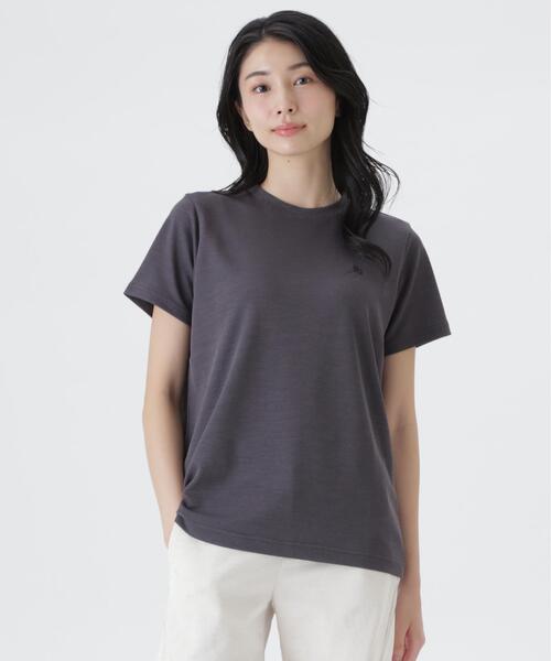 PEARLY GATES(パーリーゲイツ)の「麻調合繊半袖Tシャツ(Tシャツ/カットソー・レディース・グレー/ブルー/ホワイト・LARGE/MEDIUM/SMALL)」の1枚目の写真