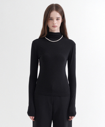 Turtleneck Tencel Slim T-Shirt (black)