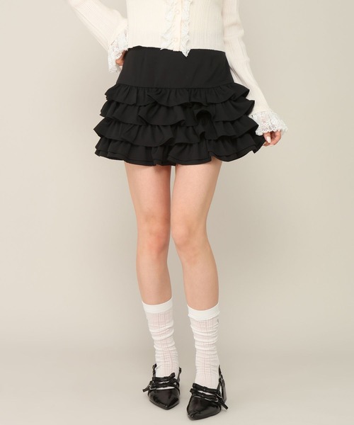 Heather（ヘザー）の「ボリュームフリルミニスカート　1063911（スカート・レディース・ブラック/アイボリー/ブラウン・M/S）」の3枚目の写真