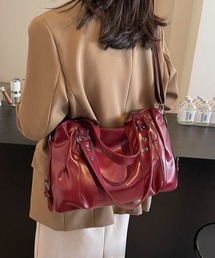 【A4サイズ収納可能】【通勤・通学対応】シンプルPUショルダーハンドバッグ