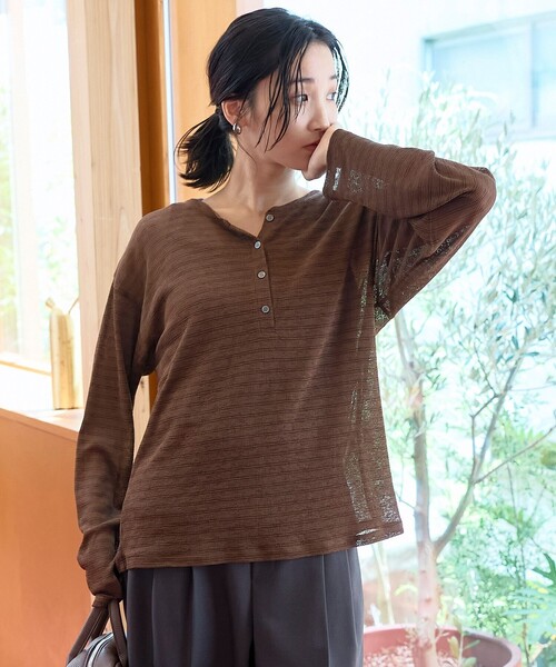 coen(コーエン)の「【セットアイテム】シアーヘンリーネック タンクトップセット(Tシャツ/カットソー・レディース・その他1/クリーム/ブラック/その他2・M/L)」の5枚目の写真