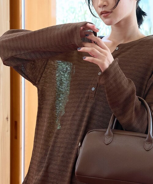 coen(コーエン)の「【セットアイテム】シアーヘンリーネック タンクトップセット(Tシャツ/カットソー・レディース・その他1/クリーム/ブラック/その他2・M/L)」の7枚目の写真