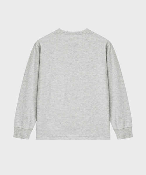 MUSINSA STANDARD KIDS（ムシンサスタンダードキッズ）の「リップカフスヘンリーネック長袖Tシャツ[メランジライトグレー]（Tシャツ/カットソー・レディース・その他・120/150/140/130/160）」の4枚目の写真