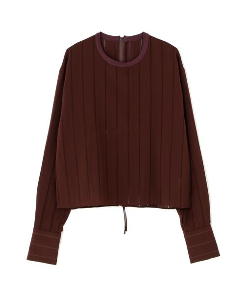 Toironier(トワロニエ)の「Toironier/トワロニエ/No Collar Back Zip Shirts(シャツ/ブラウス・メンズ・ブラウン/ブルー・1/2)」の1枚目の写真