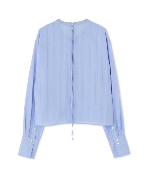 Toironier(トワロニエ)の「Toironier/トワロニエ/No Collar Back Zip Shirts(シャツ/ブラウス・メンズ・ブラウン/ブルー・1/2)」の4枚目の写真