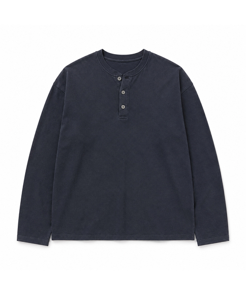 DE GRAND MATIN（ディグランドマーティン）の「ピグメントウォッシングヘンリーネックロングスリーブブラウン（Tシャツ/カットソー・メンズ・ブラウン/ネイビー・FREE）」の2枚目の写真