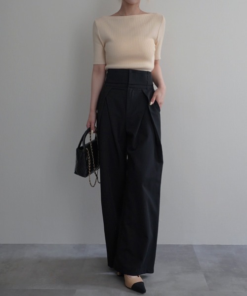 Rashik(ラシク)の「【Rashik】リブボートネックプルオーバー(Tシャツ/カットソー・レディース・ホワイト/ライトイエロー/ブラック/ピンク・FREE)」の22枚目の写真